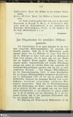 Zur Organisation der heimischen Missionsgemeinde