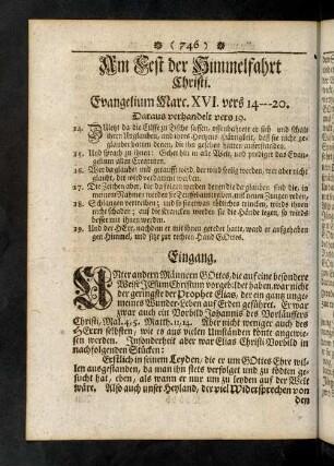 746-748, Evangelium; Eingang