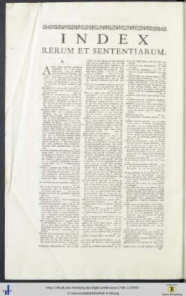 Index Rerum Et Sententiarum.