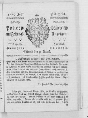 32tes Stück, Ausgabe vom 9. August 1775