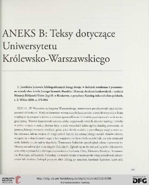 ANEKS B: Teksty dotyczące Uniwersytetu Królewsko-Warszawskiego