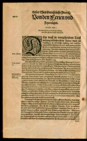 Von den Ferien und Feyertägen.