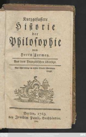 Kurzgefassete Historie der Philosophie : Aus dem Französischen übersetzt
