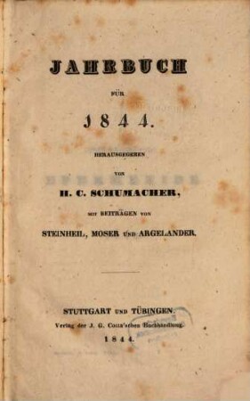 Jahrbuch : für .... 1844