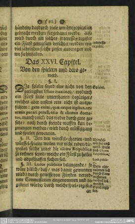 Das XXVI. Capitel. Von den spielern und dero gewerb