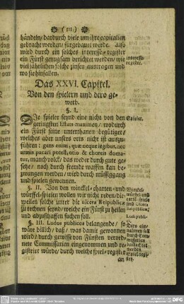 Das XXVI. Capitel. Von den spielern und dero gewerb