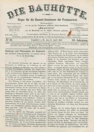 No. 16. Frankfurt a. M., den 15. April 1916. 59. Jahrgang.