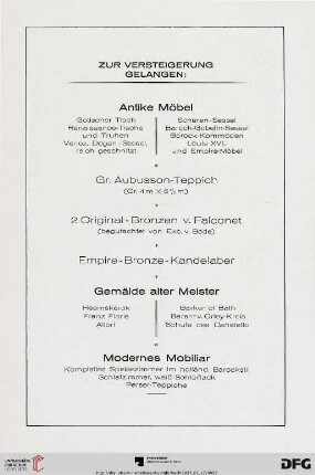 Zur Versteigerung gelangen