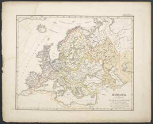 Europa zur Uebersicht der Flussgebiete und Höhenzüge [Hand-Atlas über alle Theile der Erde nach dem neuesten Zustande und über das Weltgebäude]