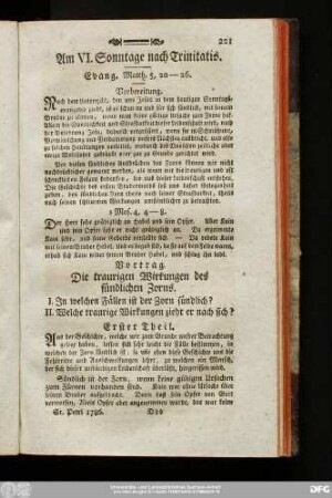 Am VI. Sonntage nach Trinitatis. Evang. Matth. 5, 20 - 26.