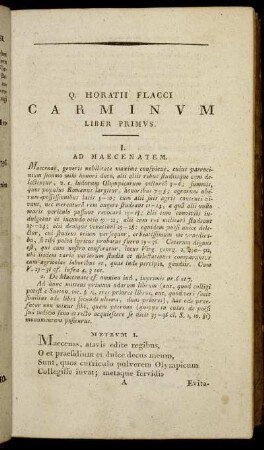 Carminum Liber Primus.