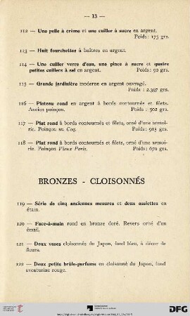 Bronzes - Cloisonnés (Nr. 119-134)