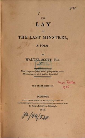 The Lay of the last Minstrel : a poem