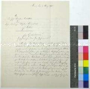 Brief von Wilhelm Kahl an die Juristische Fakultät der Berliner Friedrich-Wilhelms-Universität betreffend seine Berufung