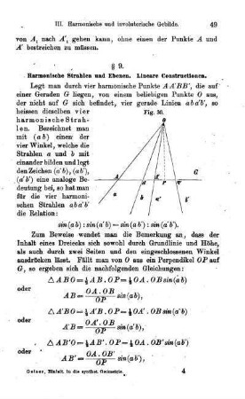 § 9. Harmonische Strahlen und Ebenen. Lineare Constructionen.