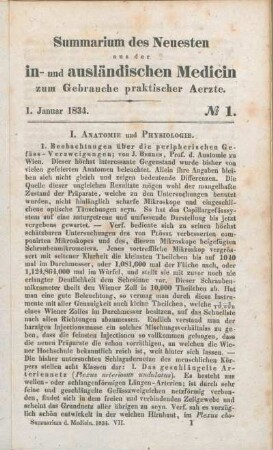 1. Januar 1834. No 1.
