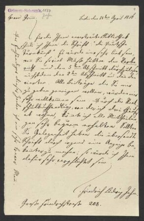 Brief an Jacob Grimm : 28.04.1816