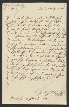 Brief an Jacob Grimm : 28.04.1816