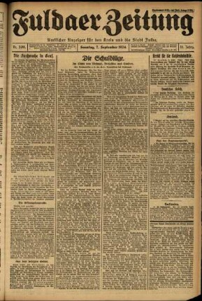 Erste Ausgabe vom Sonntag, den 07. September 1924.