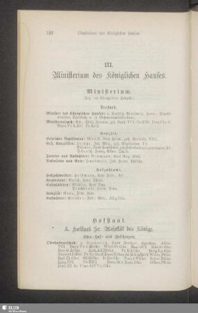 III. Ministerium des Königlichen Hauses