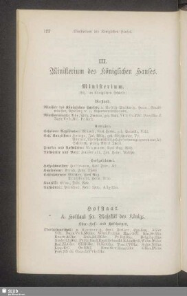 III. Ministerium des Königlichen Hauses