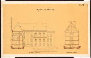 Lehrerseminar, Wunstorf: 2. Entwurf: Schnitt CD, Schnitt EF