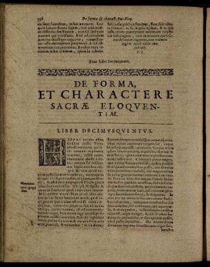 De Forma, Et Charactere Sacræ Eloquentiaæ. Liber Decimusquintus.