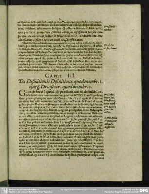 Caput III. De Definitionis Definitione, quod membr. 1. ejusq[ue] Divisione, quod membr. 2.