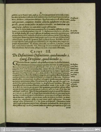 Caput III. De Definitionis Definitione, quod membr. 1. ejusq[ue] Divisione, quod membr. 2.