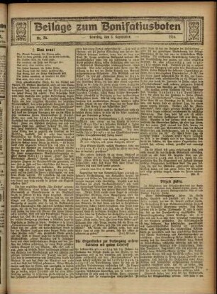 Zweite Ausgabe vom Sonntag, den 03. September 1916.