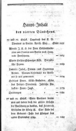 Haupt-Inhalt des vierten Bändchens