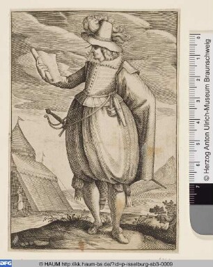 Stehender Soldat mit Schriftrolle