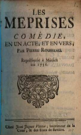 Les méprises : comédie, en un acte, et en vers