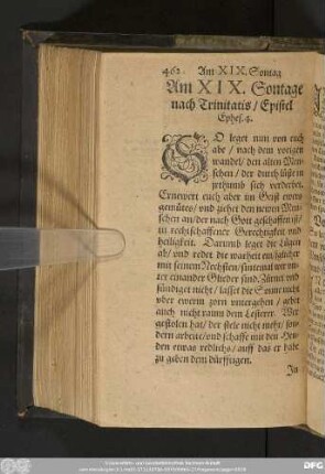 Am XIX. Sontage nach Trinitatis/ Epistel Ephes. 4.