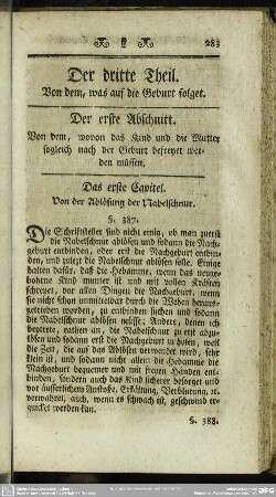 Der dritte Theil. Von dem, was auf die Geburt folget