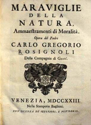 Opere spirituali e morali, 2. Maraviglie della natura