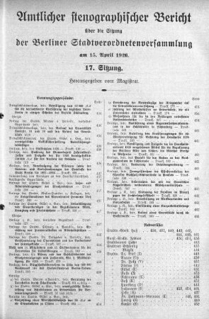Sitzung 17, 15. April 1926