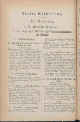 A. Die Kaiserlichen Militair- und Verwaltungsbehörden der Marine.