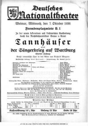 Tannhäuser und Der Sängerkrieg auf Wartburg