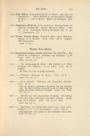 August Graf Platen (Nr. 4483 - 4497)