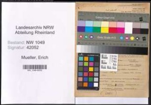 Entnazifizierung Erich Mueller , geb. 26.02.1920 (Betriebsassistent)