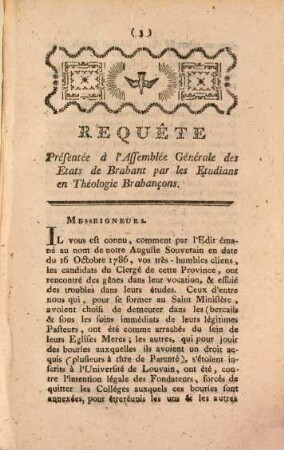 Requête Présentée A L'Assemblée Générale Des États De Brabant