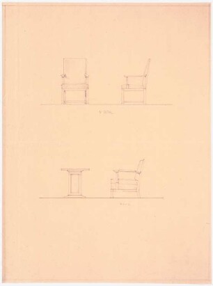 Haus Darré, Berlin-Dahlem Umbau: Lehnstuhl, Sofa, Tisch