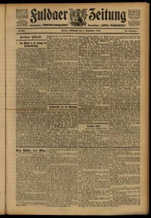 Erste Ausgabe vom Mittwoch, den 05. September 1906.