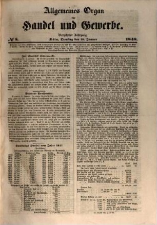 Allgemeines Organ für Handel und Gewerbe und damit verwandte Gegenstände. 14. 1848