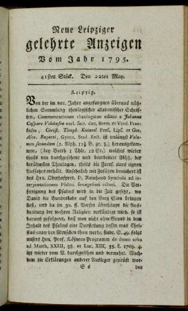 41stes Stück. Den 22ten May.