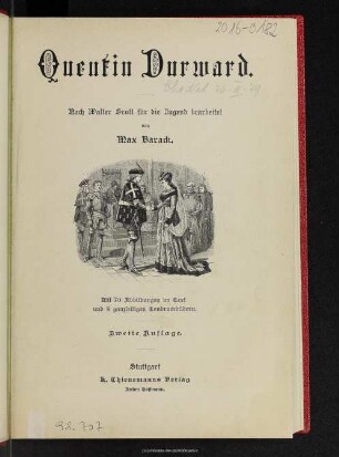 Quentin Durward : nach Walter Scott für die Jugend bearbeitet