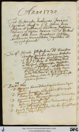 [fol. 217] Rektorat Johann Sigmund Stapf 1720/21