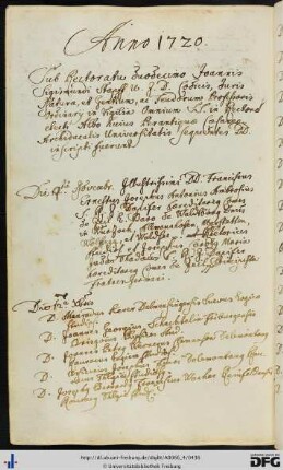 [fol. 217] Rektorat Johann Sigmund Stapf 1720/21