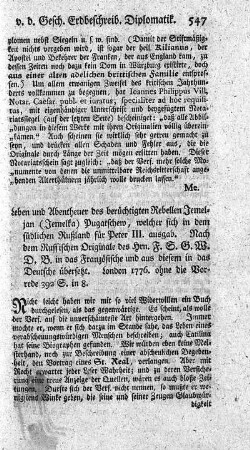 Leben und Abentheuer des berüchtigten Rebellen Jemeljan Pugatschew.